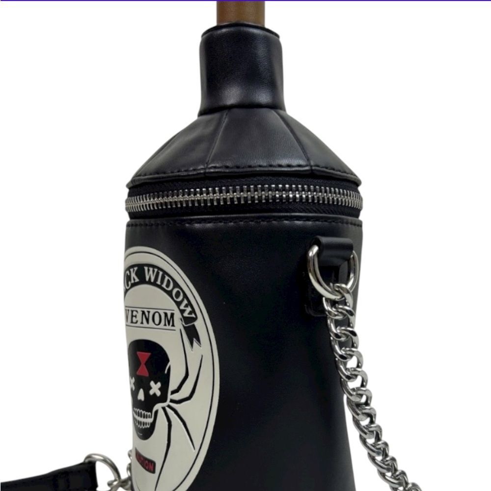 Mad Engine Black Widow Spider Bottle Shaped Crossbody Zip Bag Costume Cosplay - Picture 5 of 9